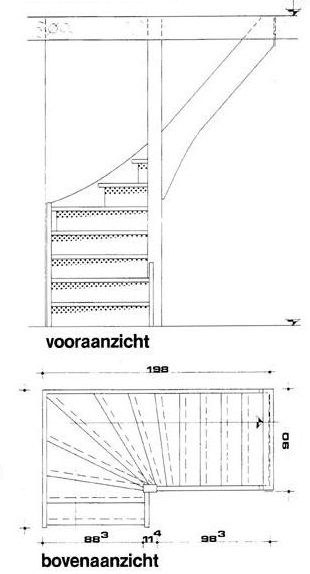 Trap onderkwart rechtsom